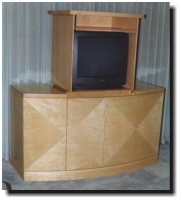 TV Cabinet, 66 x 30 x 37 1/2h, curly maple