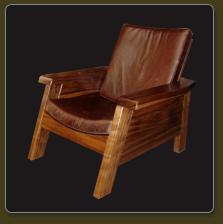 Arm chair, walnut and leather