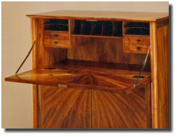Drop leaf desk, 42w x 20d x 45h, koa, pheasant wood