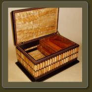 Jewelry box, 9 x 15 x 6"h, koa, wenge, cuban mahogany