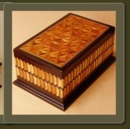 Jewelry box, 9 x 15 x 6"h, koa, wenge, cuban mahogany