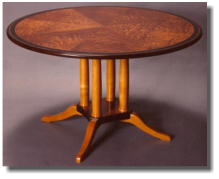 Dining table, 48 diameter x 30h, pomell sapele, rosewood
