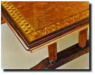Dining table, 42 x 66 x 29h, curly ohia, rosewood (detail)