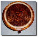 Tripod table, 18" diameter, curly koa, macadamia nut (detail)