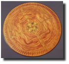 Tripod table, 18" diameter, 24"h, kou, macadamia nut (detail)